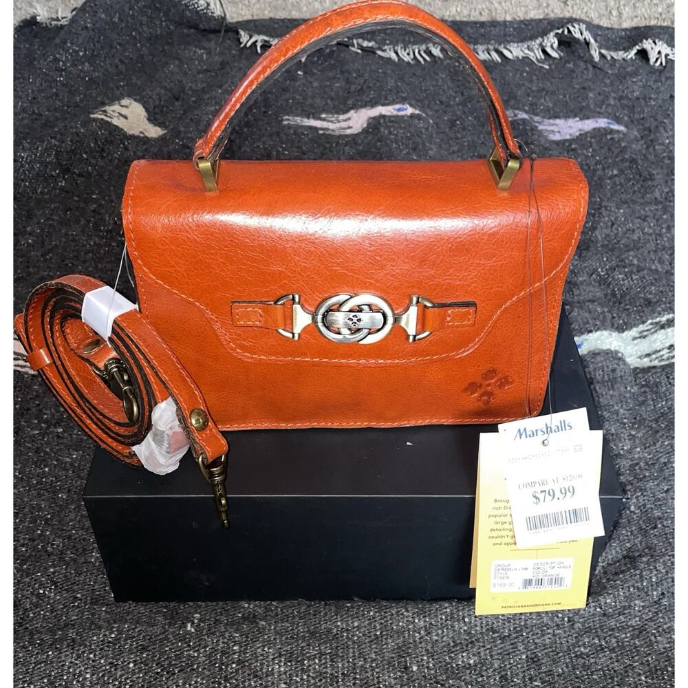 Patricia Nash Heritage Collection Porcili Leather Top Handle Bag – Tan – NWT